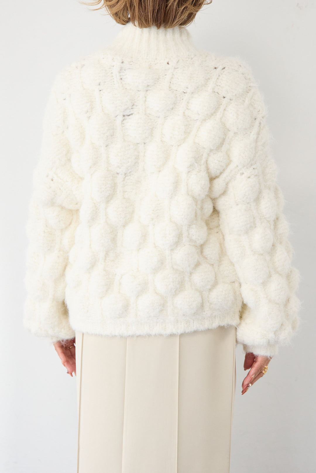 [SET]ポコポコニットプルオーバー+ダンボール ピンタックロングスカート(2set)