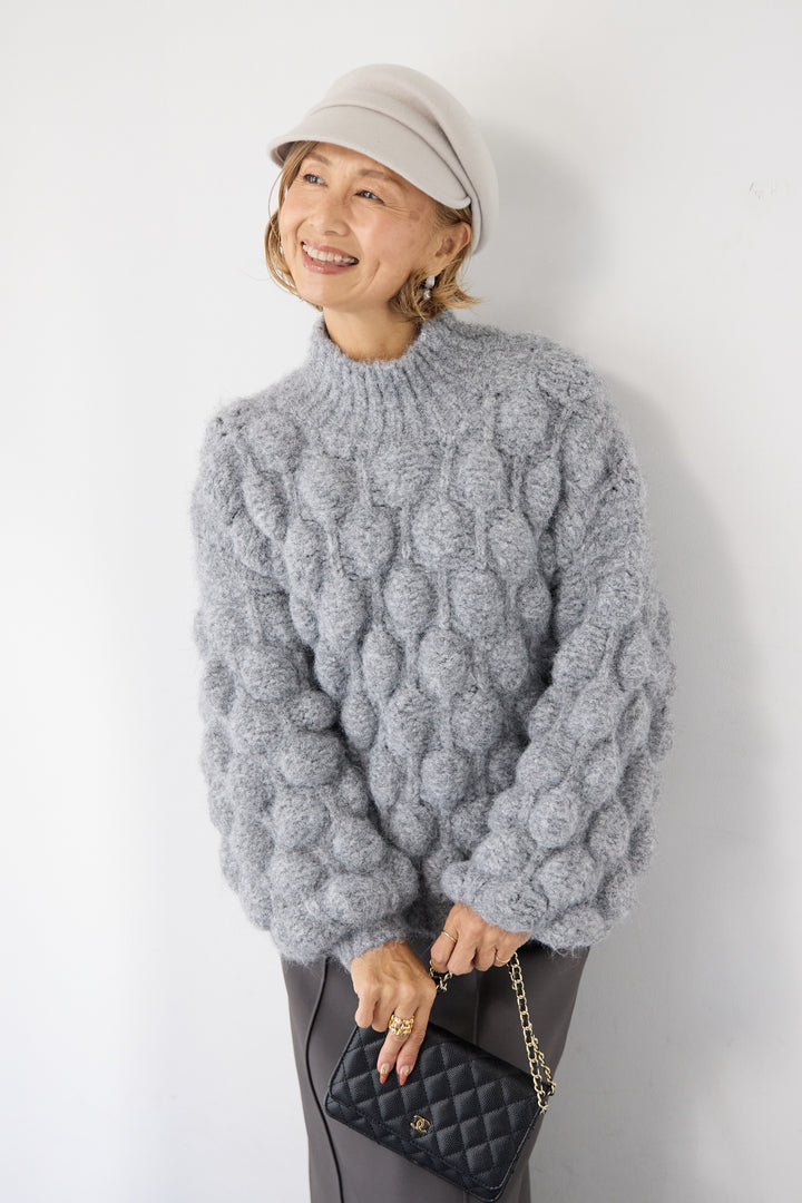 [SET]ポコポコニットプルオーバー+ダンボール ピンタックロングスカート(2set)