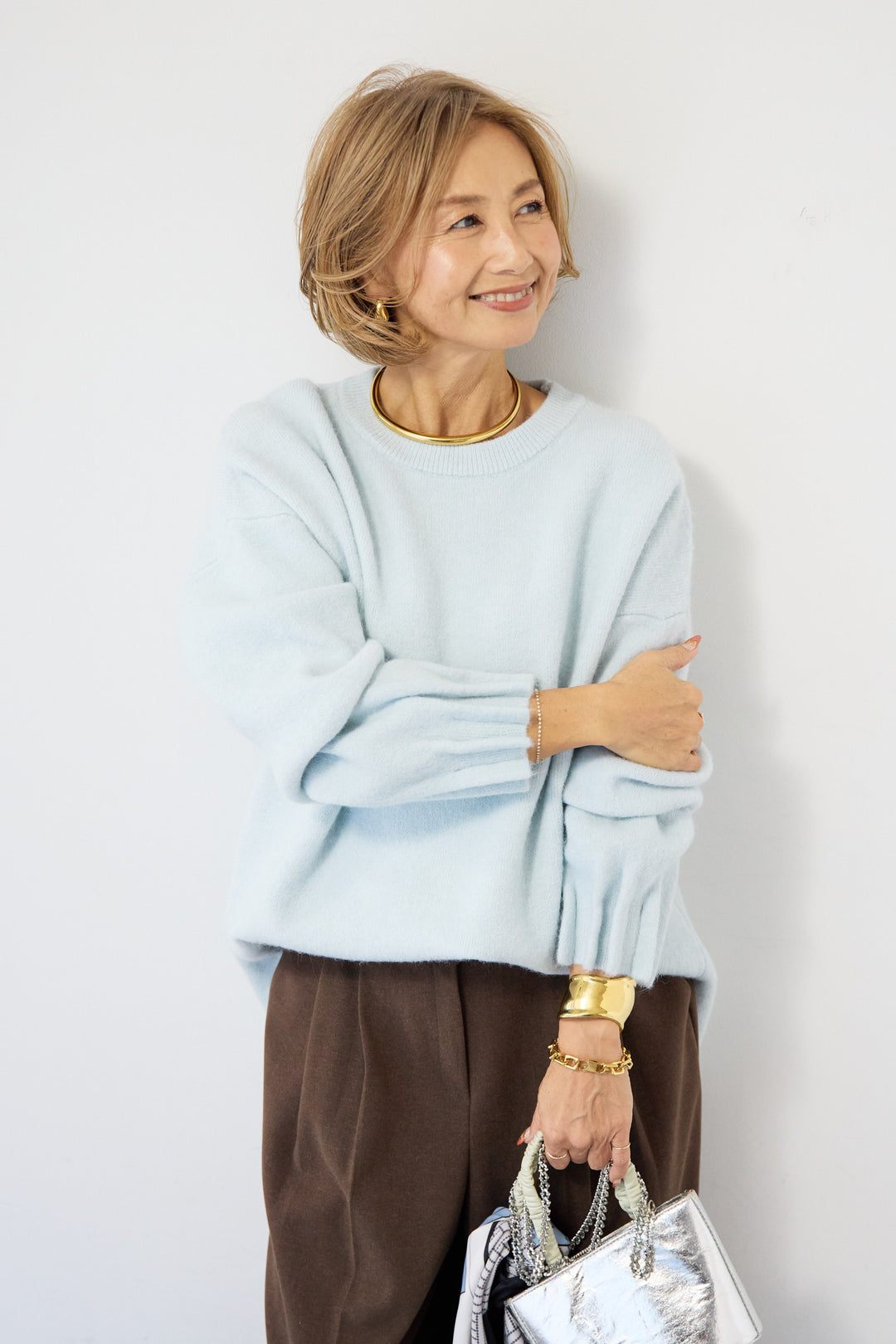 袖タックニット