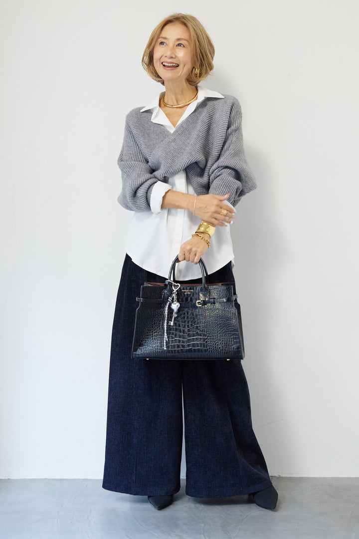 ツイストデザインニット+シャツアンサンブル