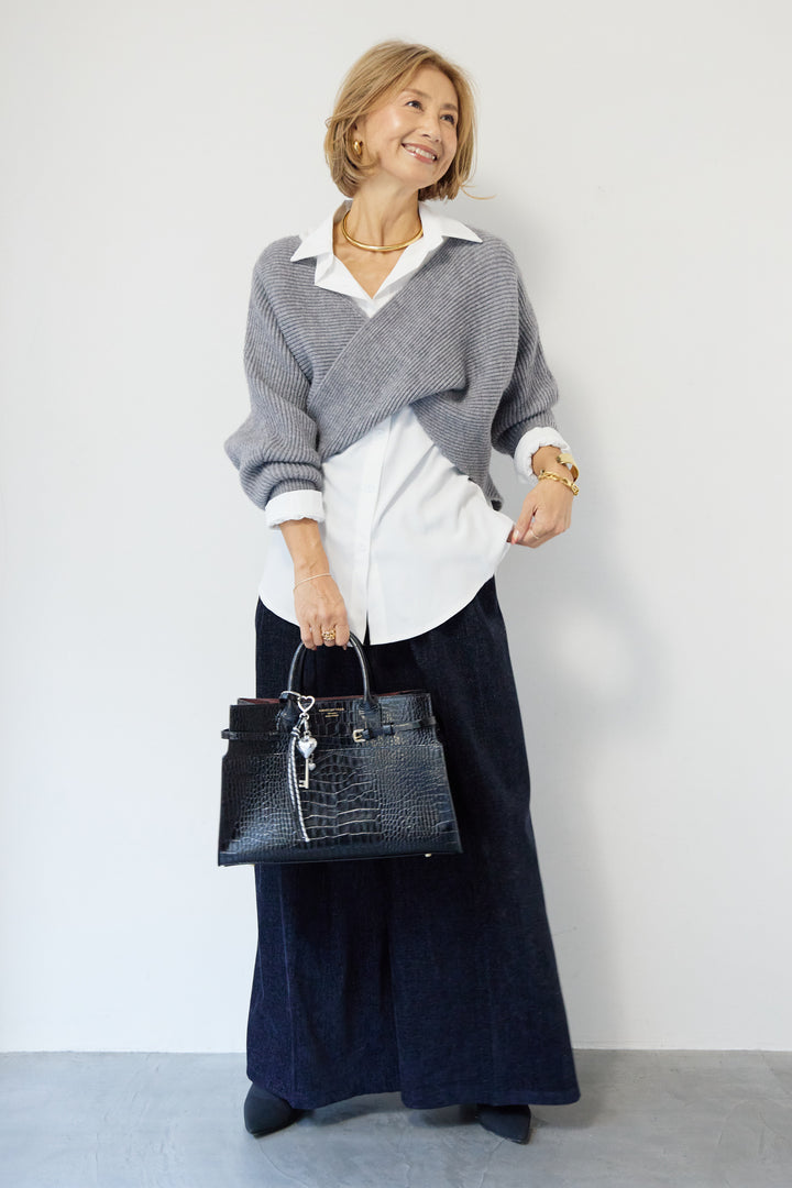 ツイストデザインニット+シャツアンサンブル