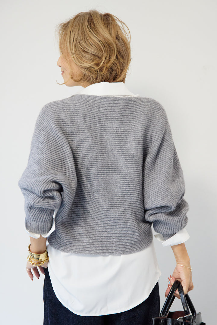 ツイストデザインニット+シャツアンサンブル