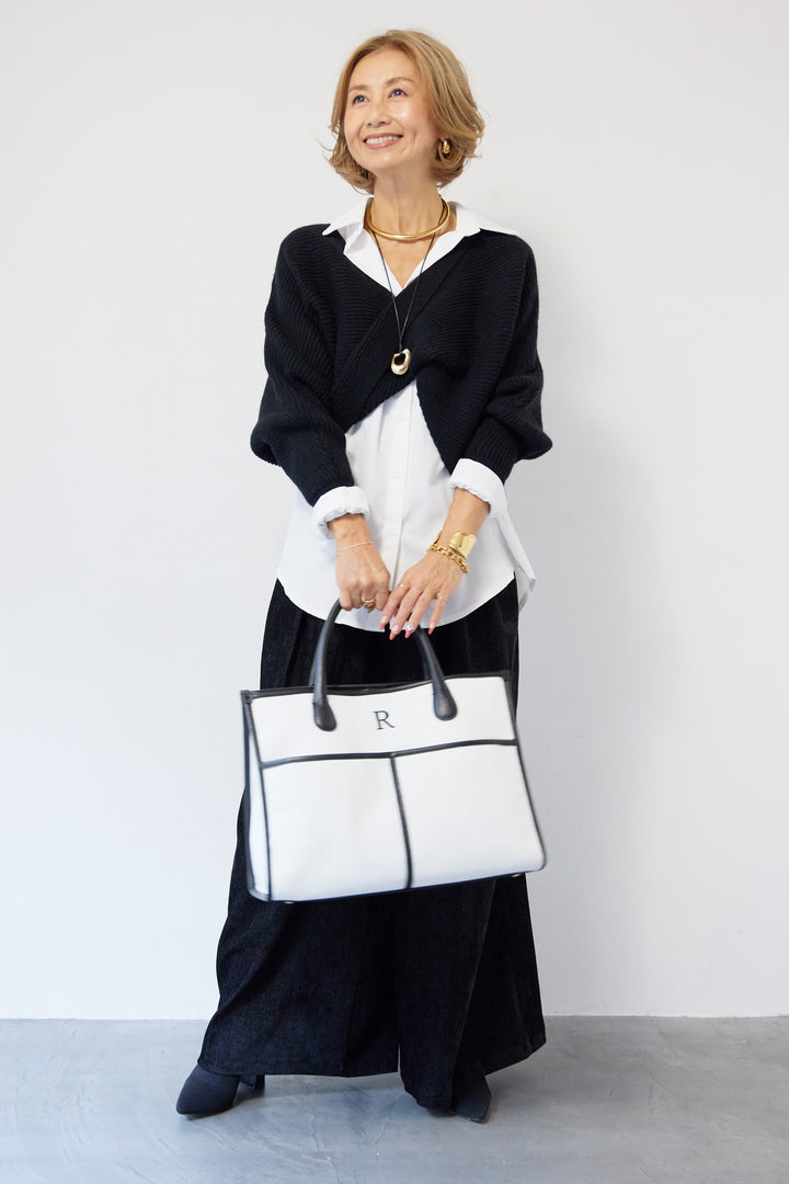 ツイストデザインニット+シャツアンサンブル