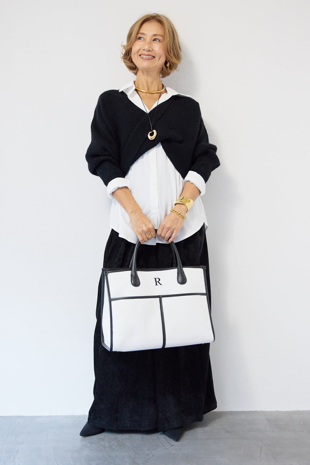 ツイストデザインニット+シャツアンサンブル