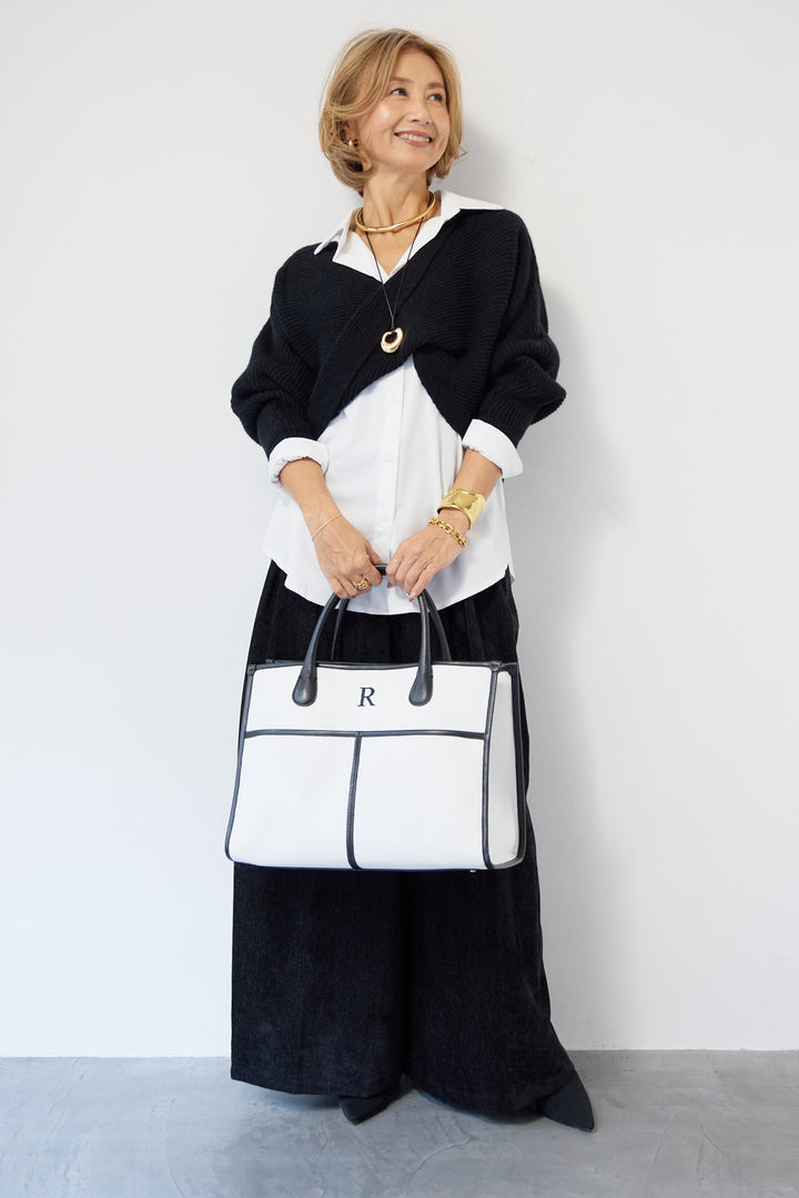 ツイストデザインニット+シャツアンサンブル