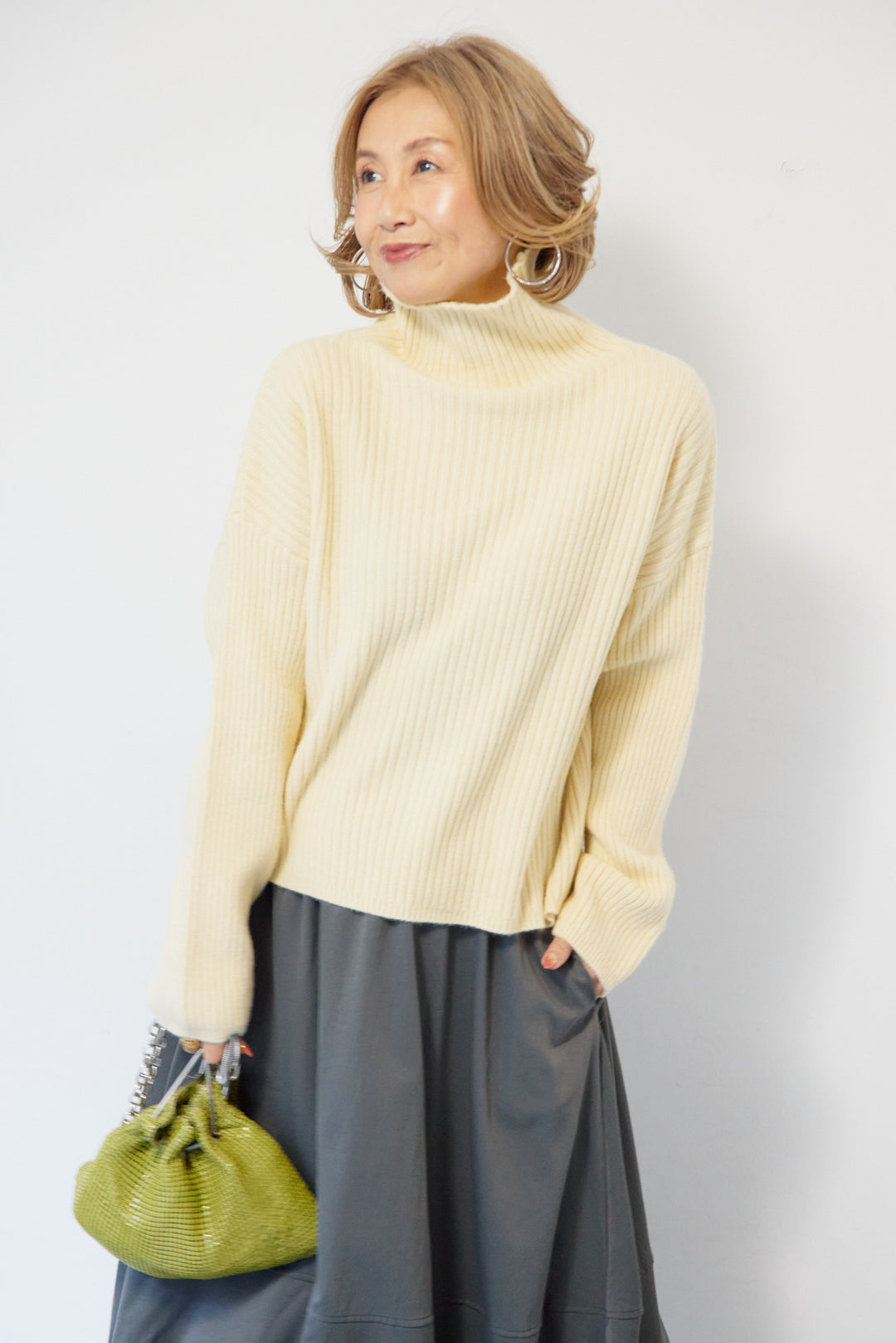 モダン畦編み プルオーバー