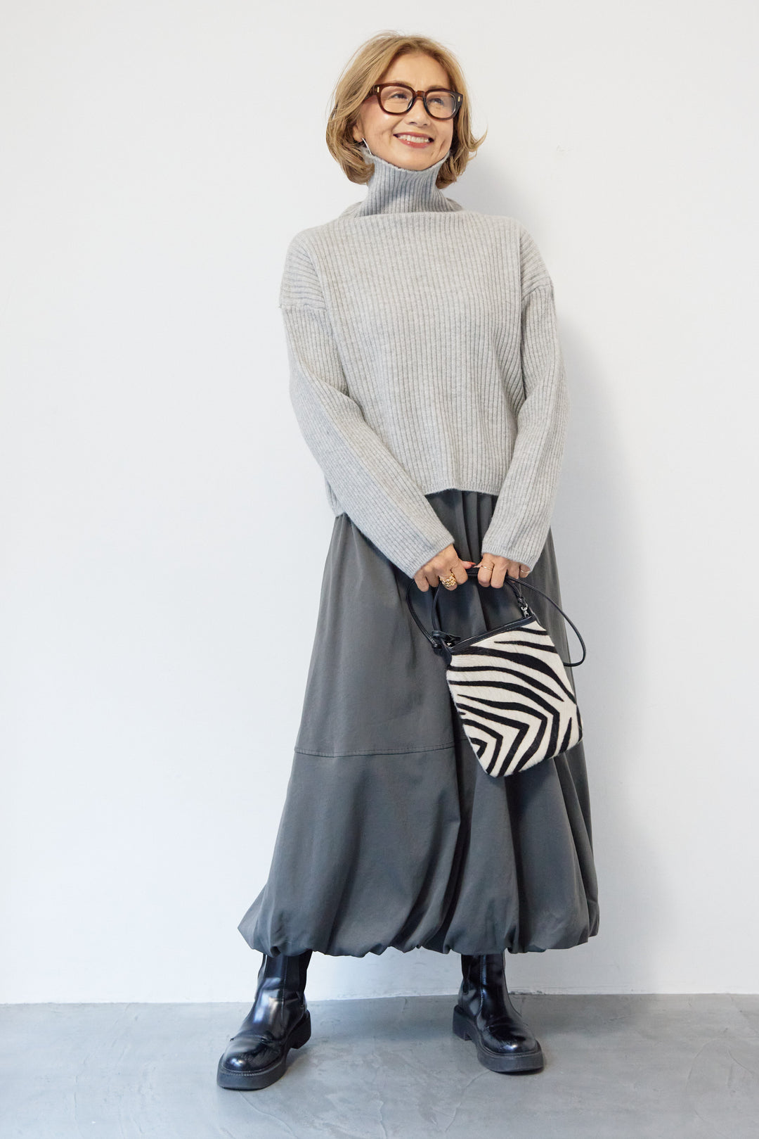 モダン畦編み プルオーバー