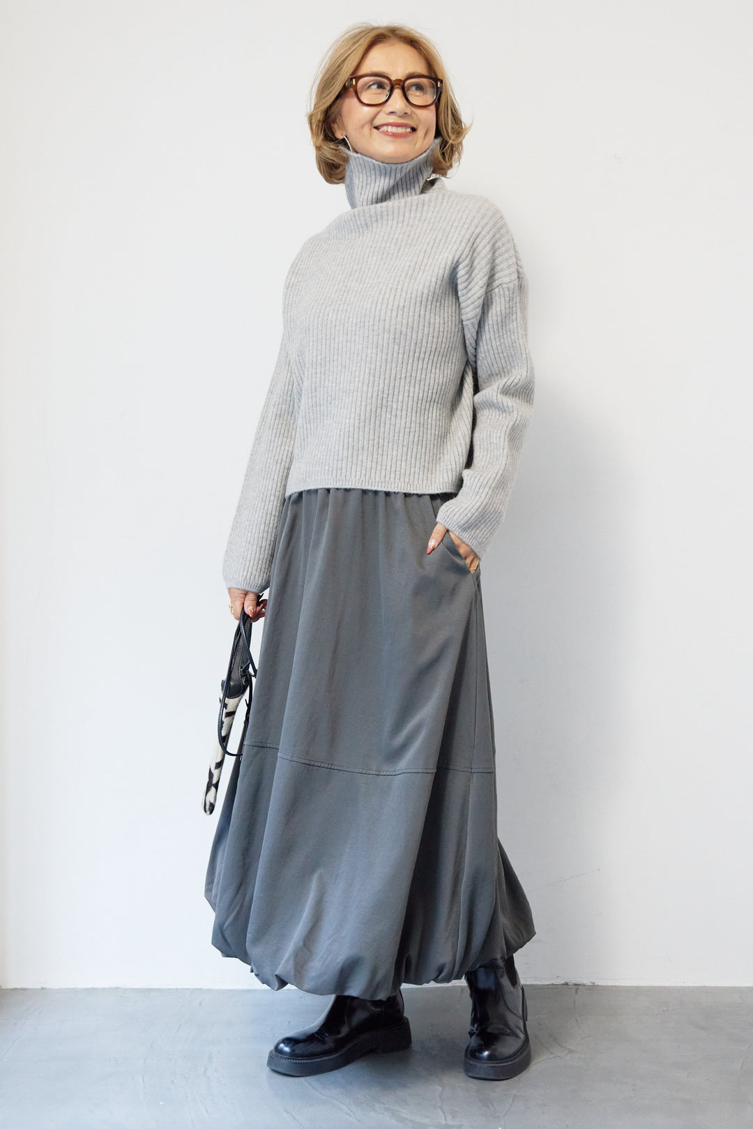 モダン畦編み プルオーバー