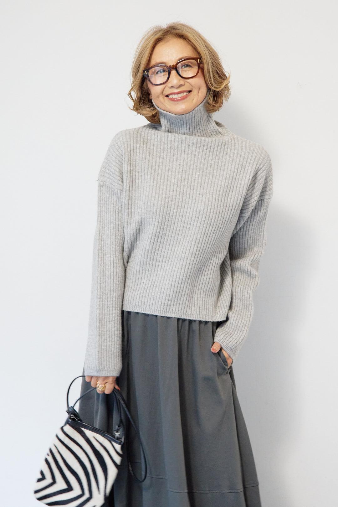 モダン畦編み プルオーバー