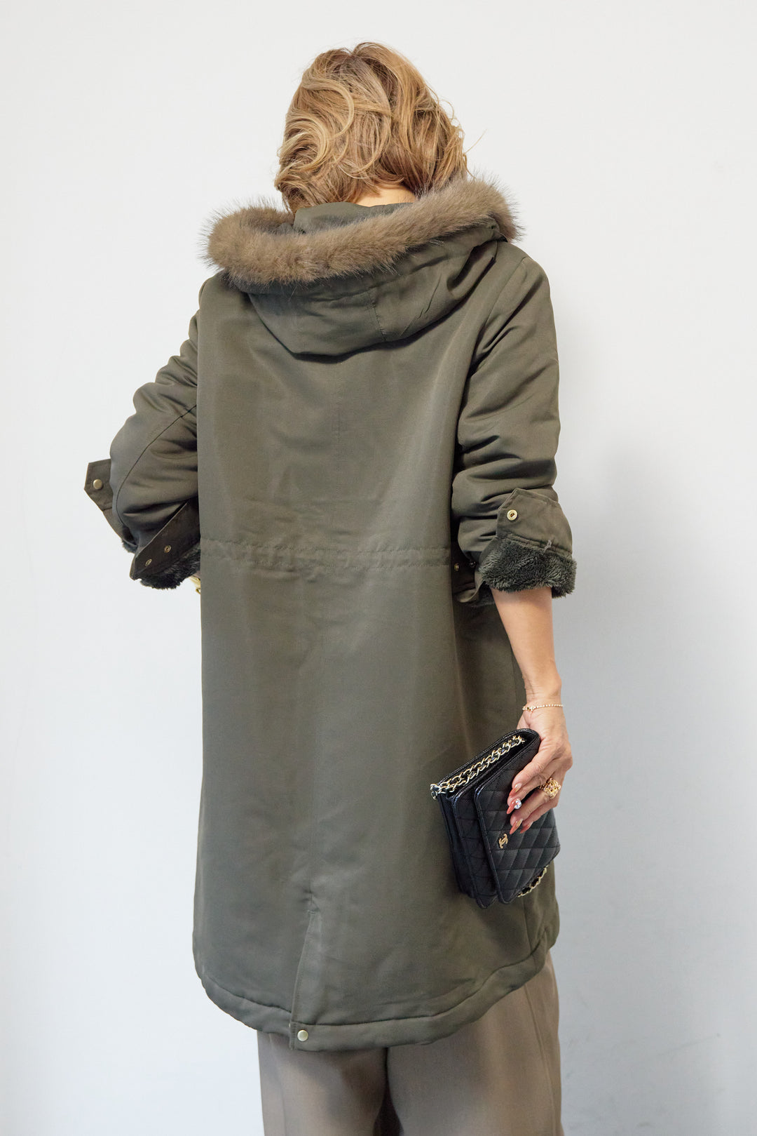 【撥水】フェイクファーライナーモッズコート