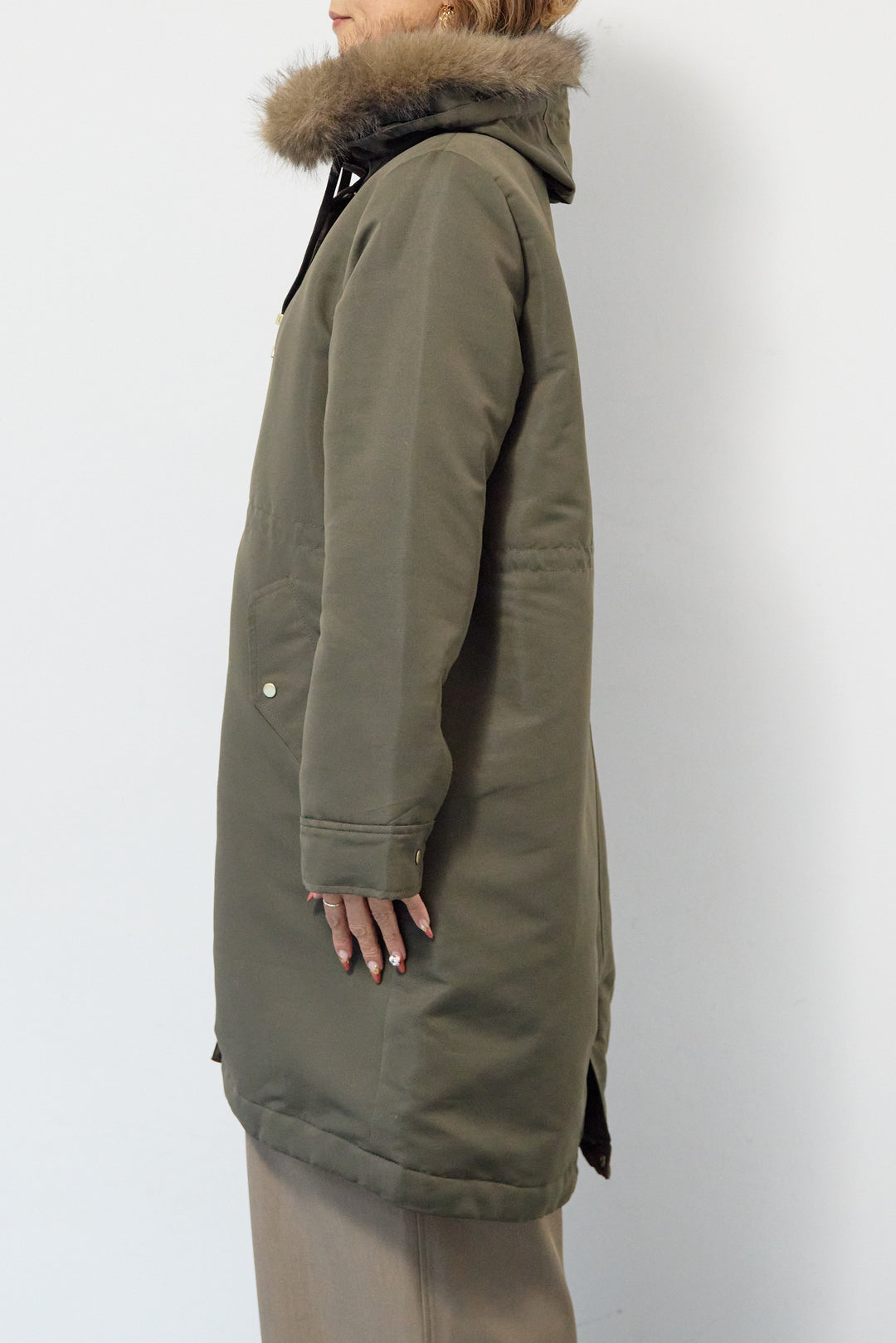 【撥水】フェイクファーライナーモッズコート