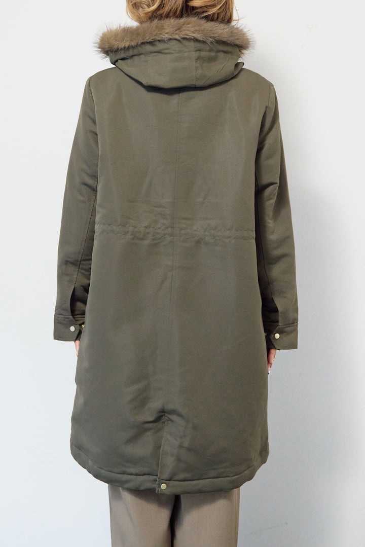 【撥水】フェイクファーライナーモッズコート