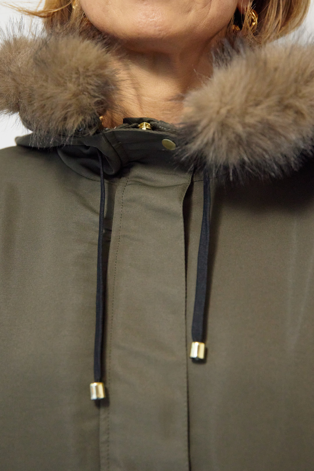 【撥水】フェイクファーライナーモッズコート