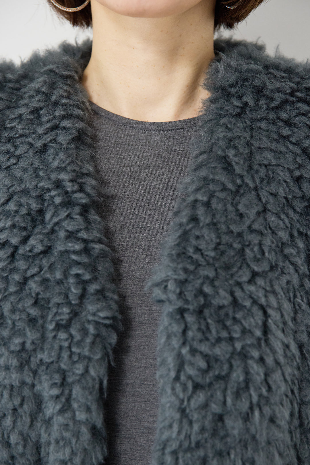 [SET]バックジップソフトダンボールワンピース+カーリーファーショートベスト(2set)