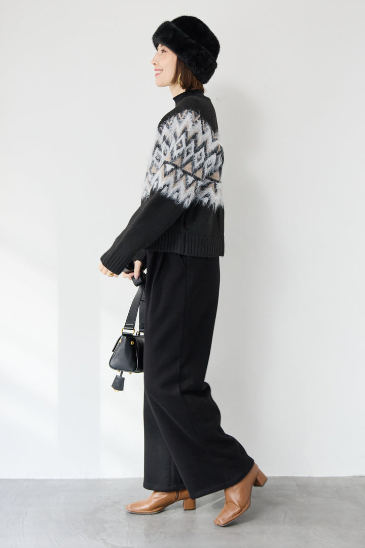 ノルディック柄シャギージップカーディガン