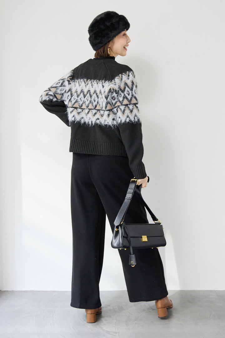 ノルディック柄シャギージップカーディガン