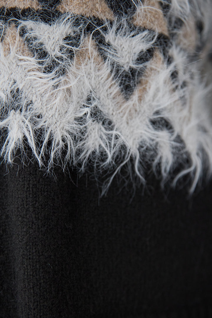 ノルディック柄シャギージップカーディガン