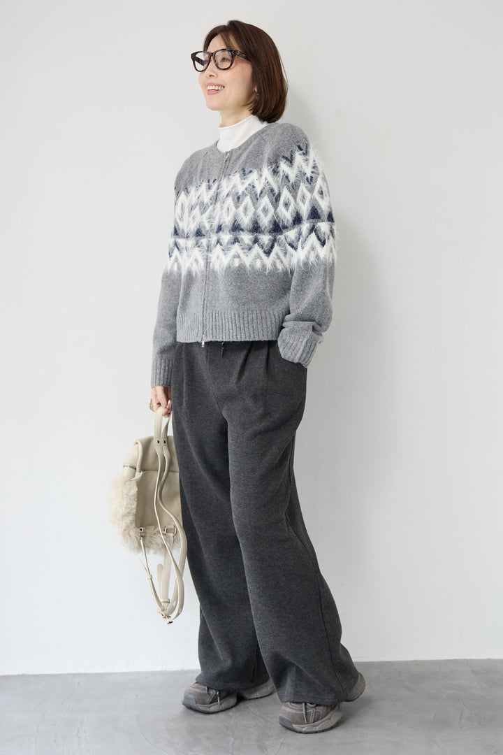 ノルディック柄シャギージップカーディガン