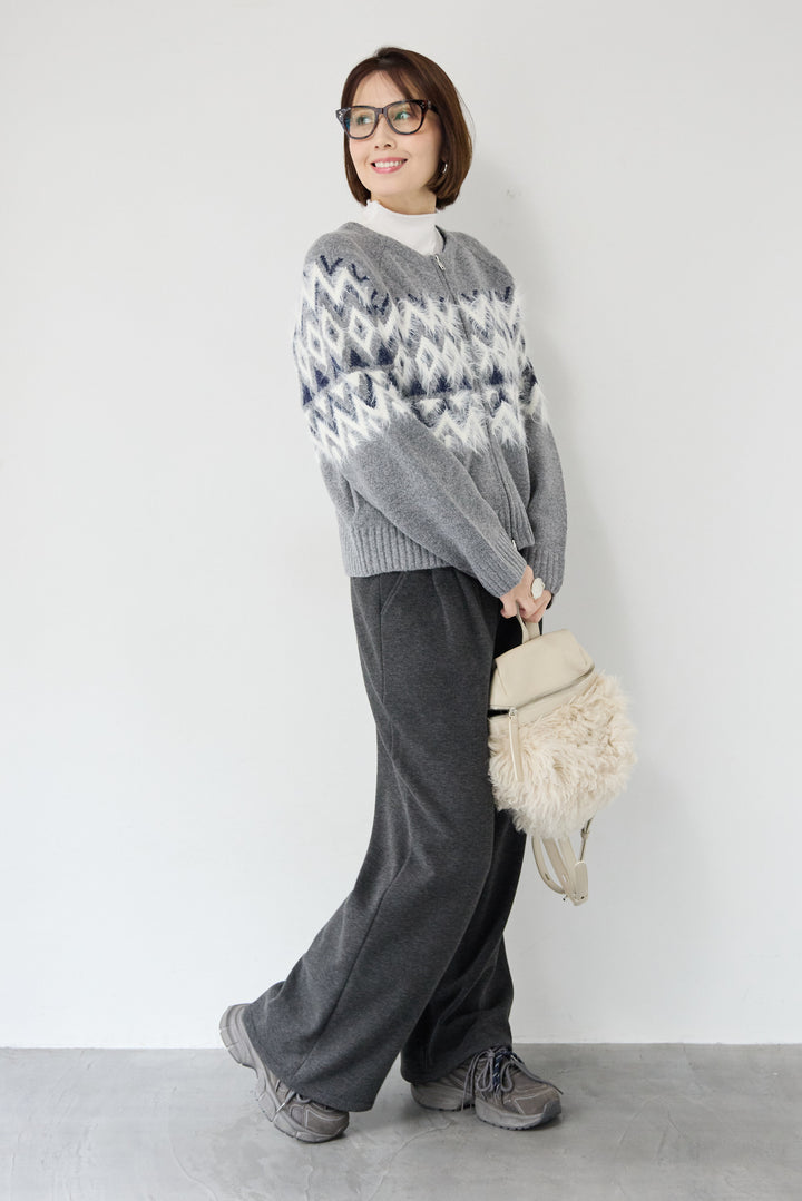 ノルディック柄シャギージップカーディガン