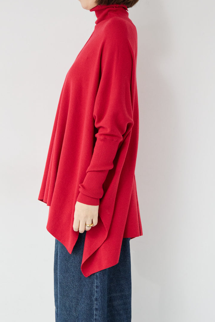 [SET]【抗菌】ポンチョタートルネックニット+カーブデニムパンツ(2set)