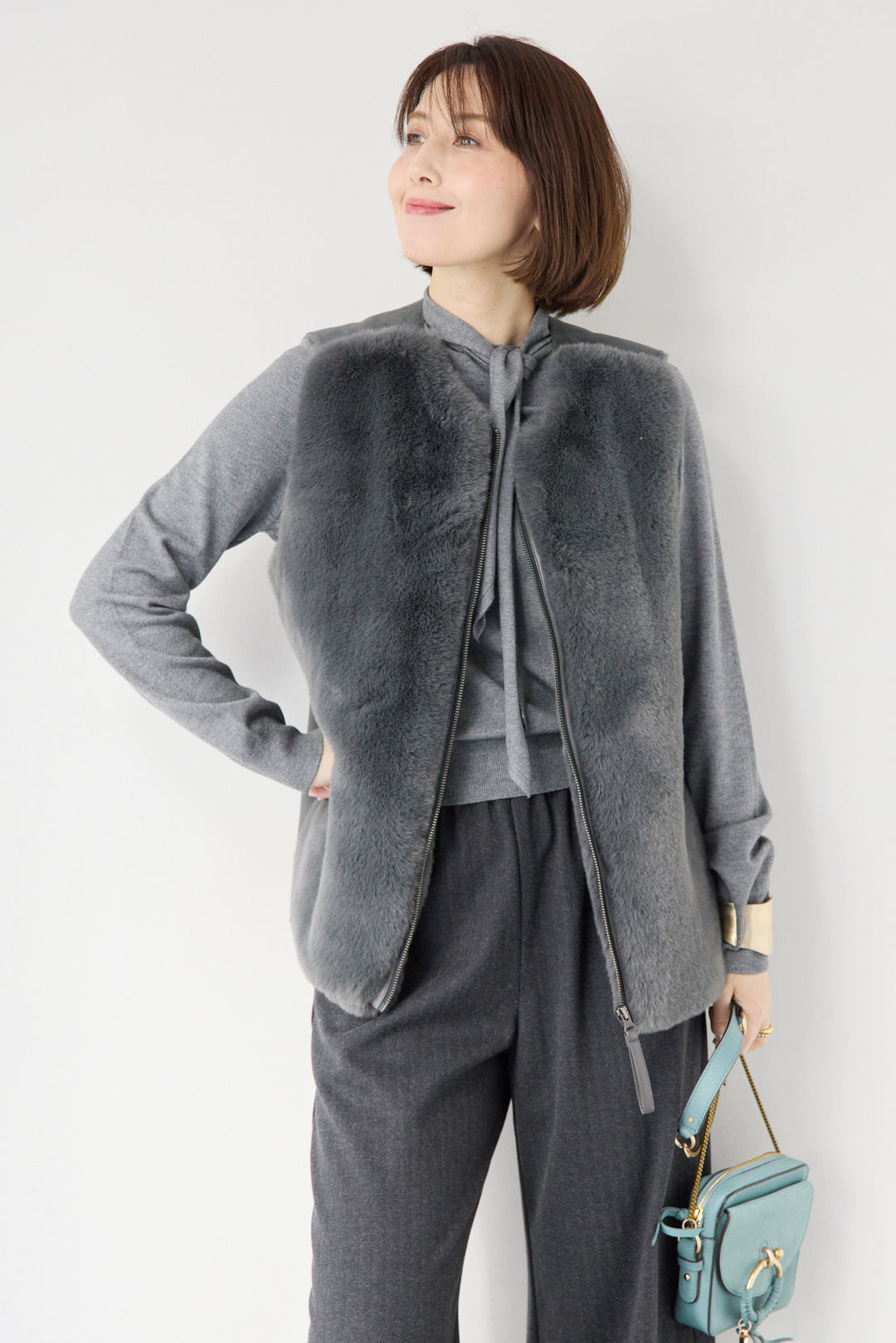 エコファー×ムートンチュニックベスト