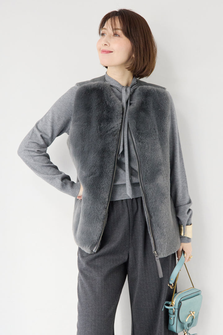 エコファー×ムートンチュニックベスト
