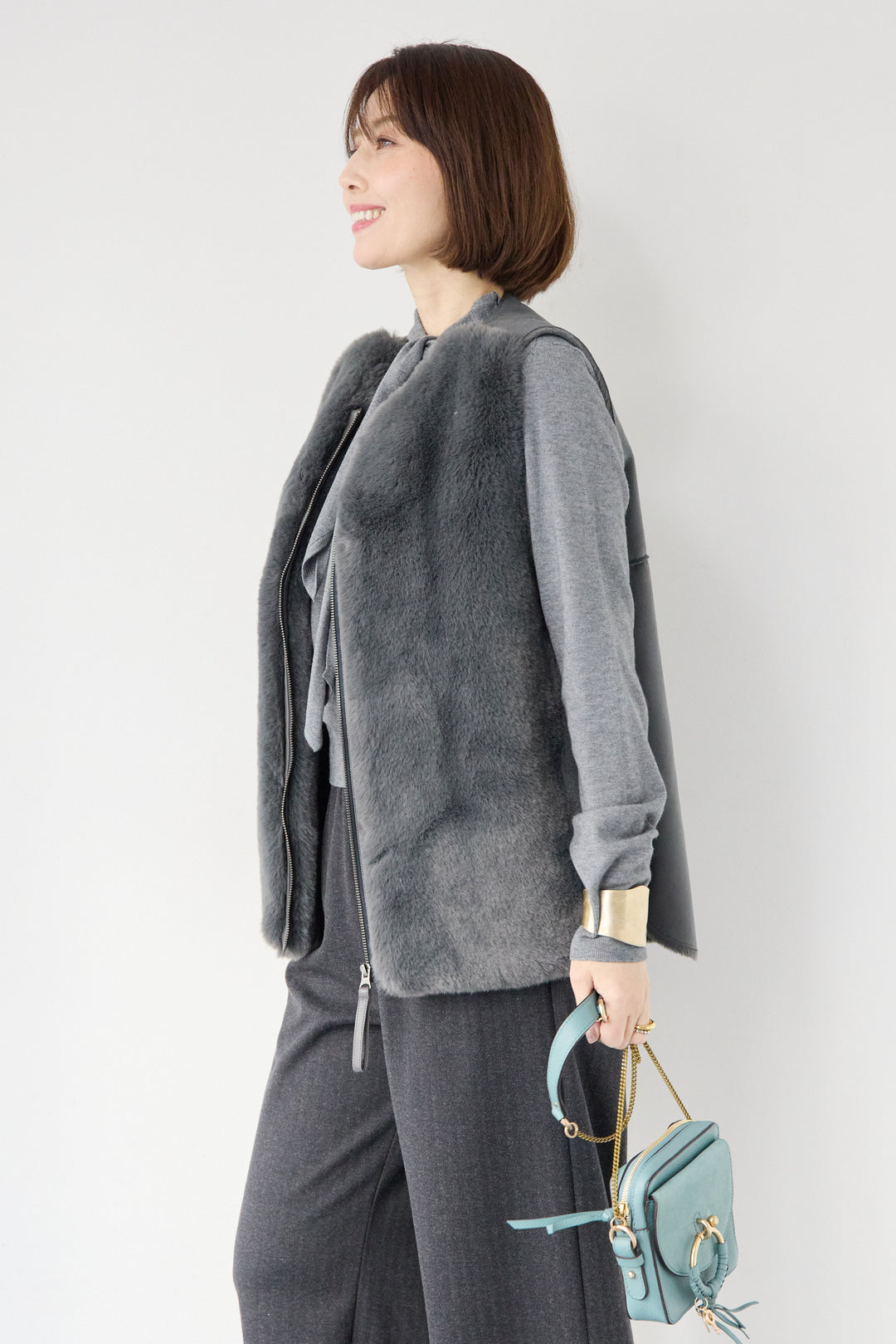 エコファー×ムートンチュニックベスト