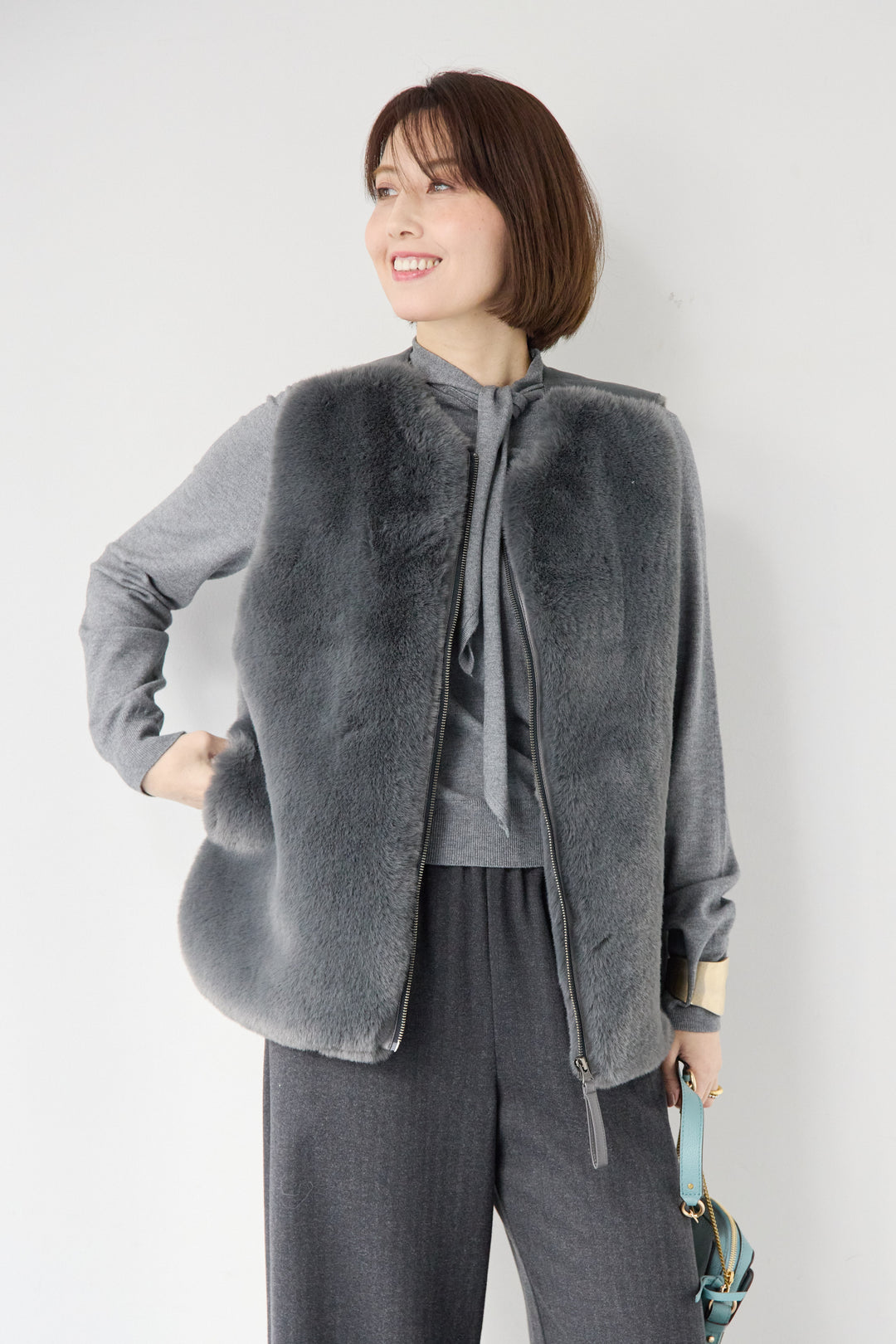 エコファー×ムートンチュニックベスト