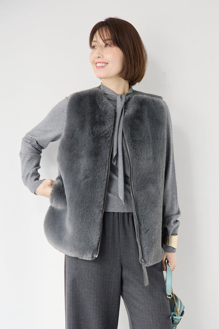 エコファー×ムートンチュニックベスト