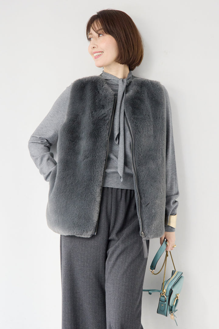 エコファー×ムートンチュニックベスト