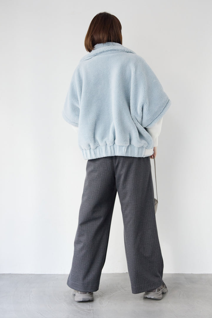 [SET]ボアポンチョコート+ふんわりワッフルタートルニット(2set)