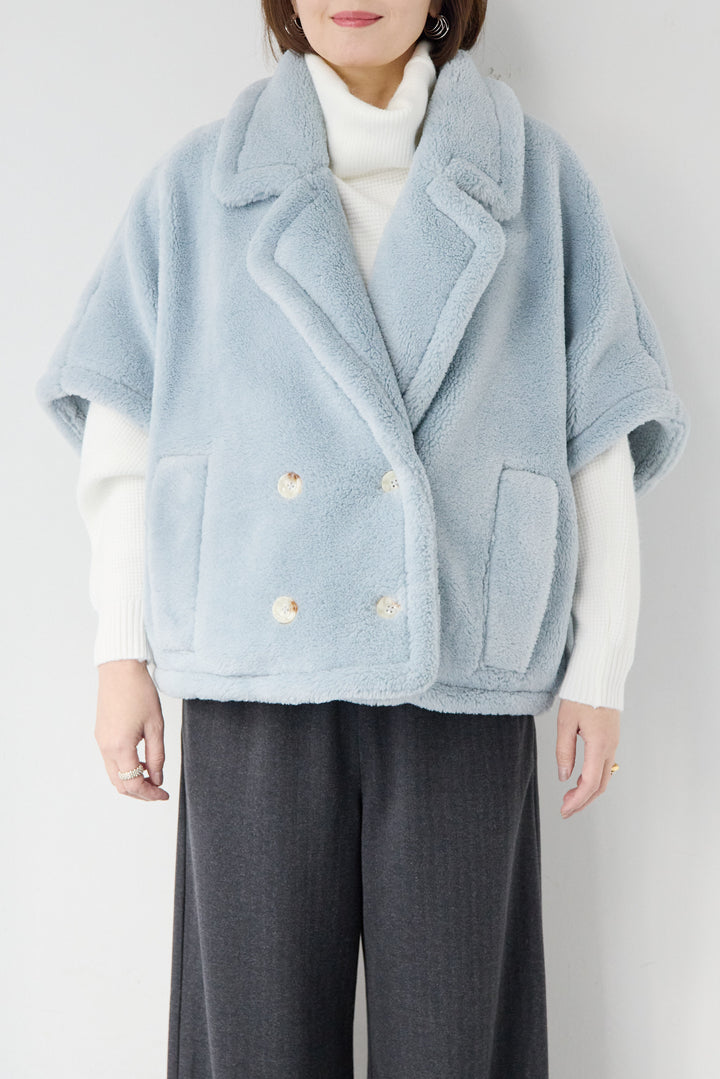 [SET]ボアポンチョコート+ふんわりワッフルタートルニット(2set)