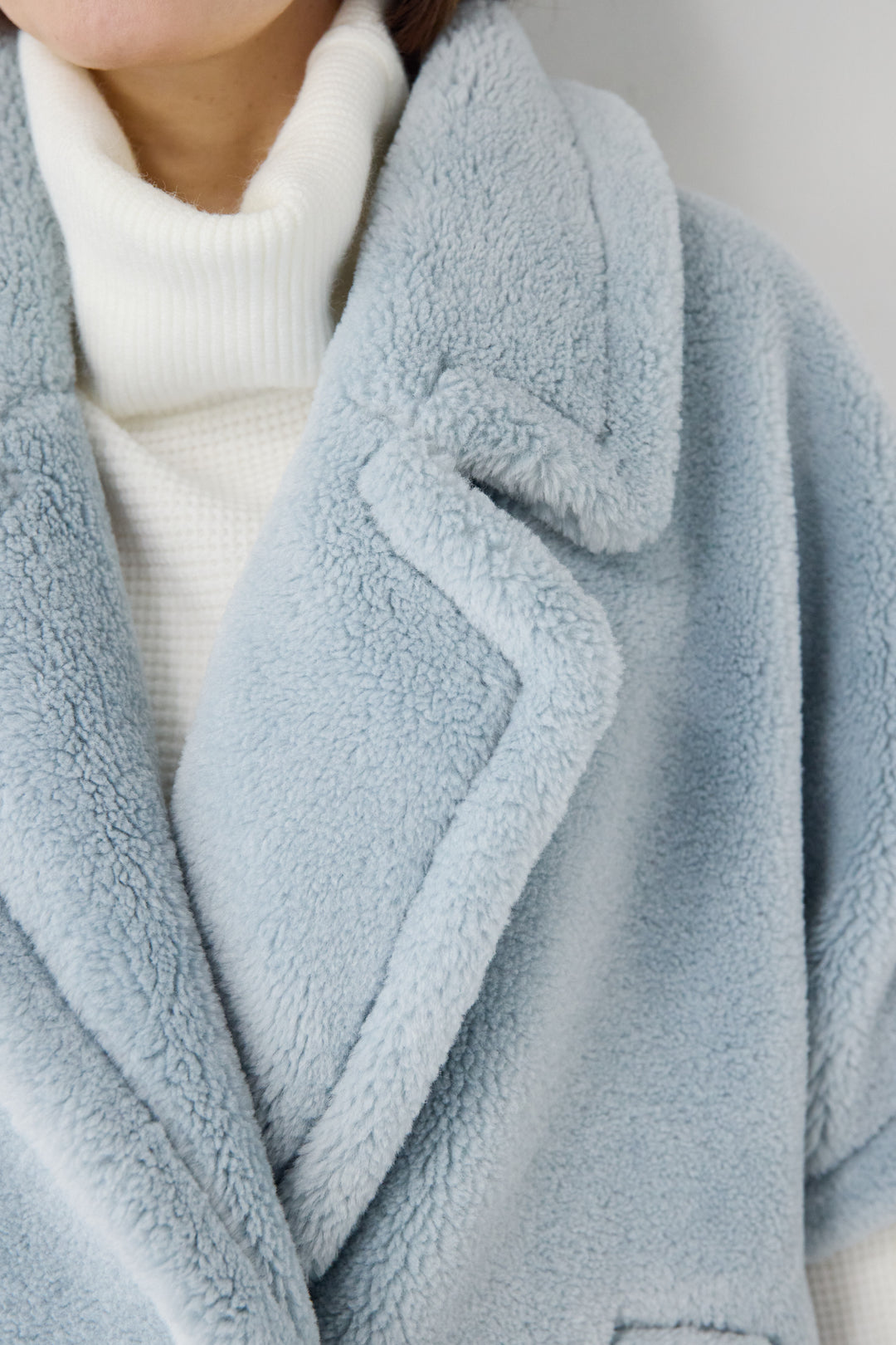 [SET]ボアポンチョコート+ふんわりワッフルタートルニット(2set)