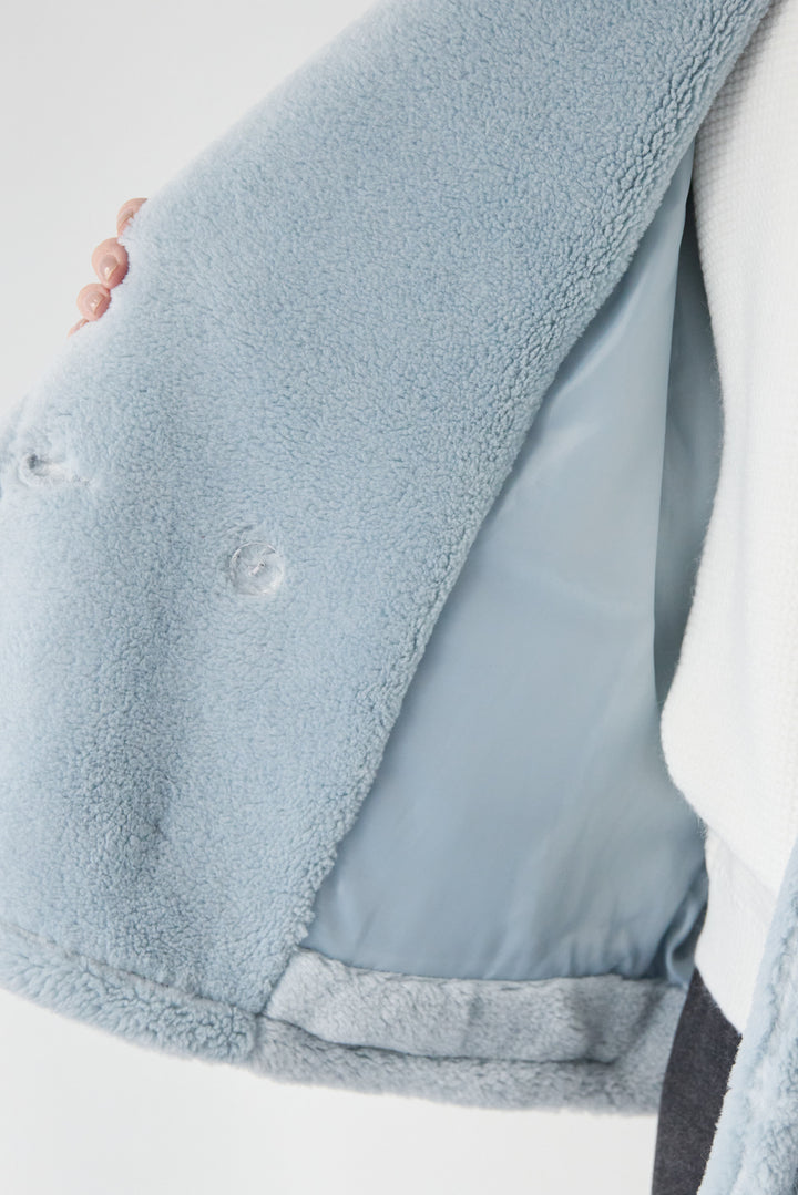 [SET]ボアポンチョコート+ふんわりワッフルタートルニット(2set)