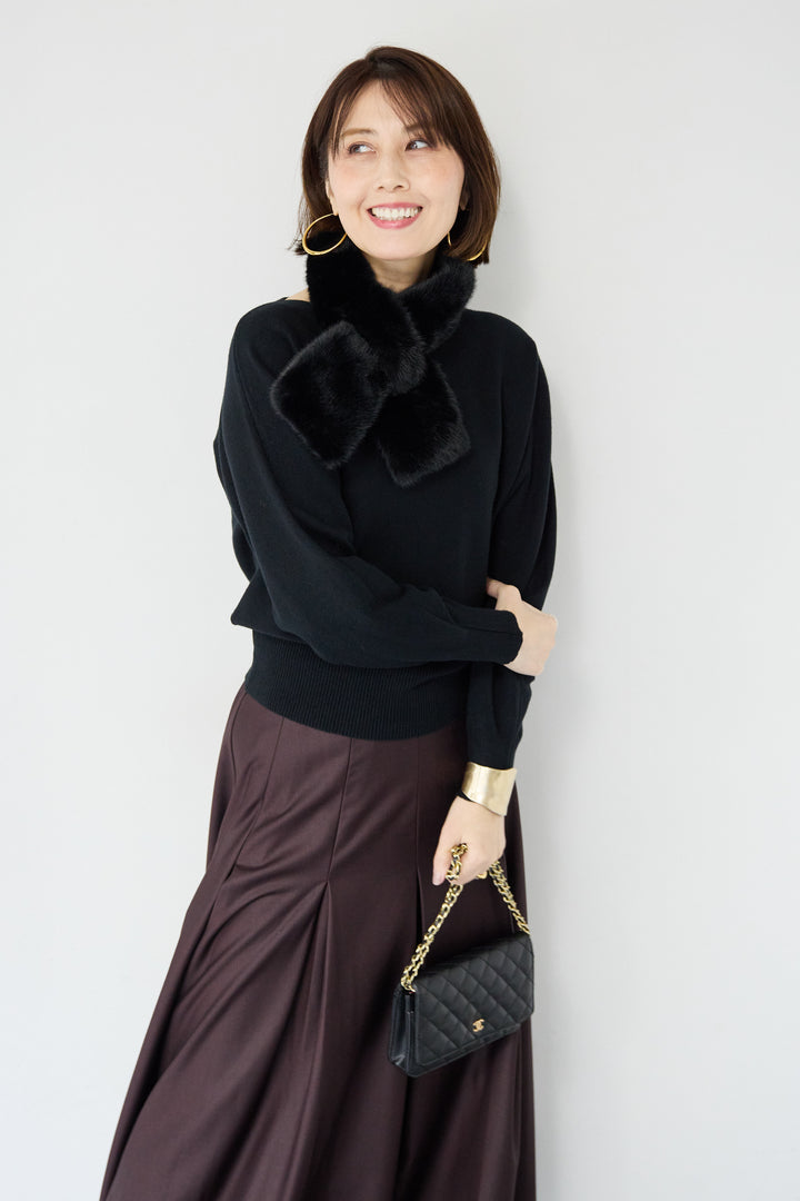 ボートネックニットプルオーバー