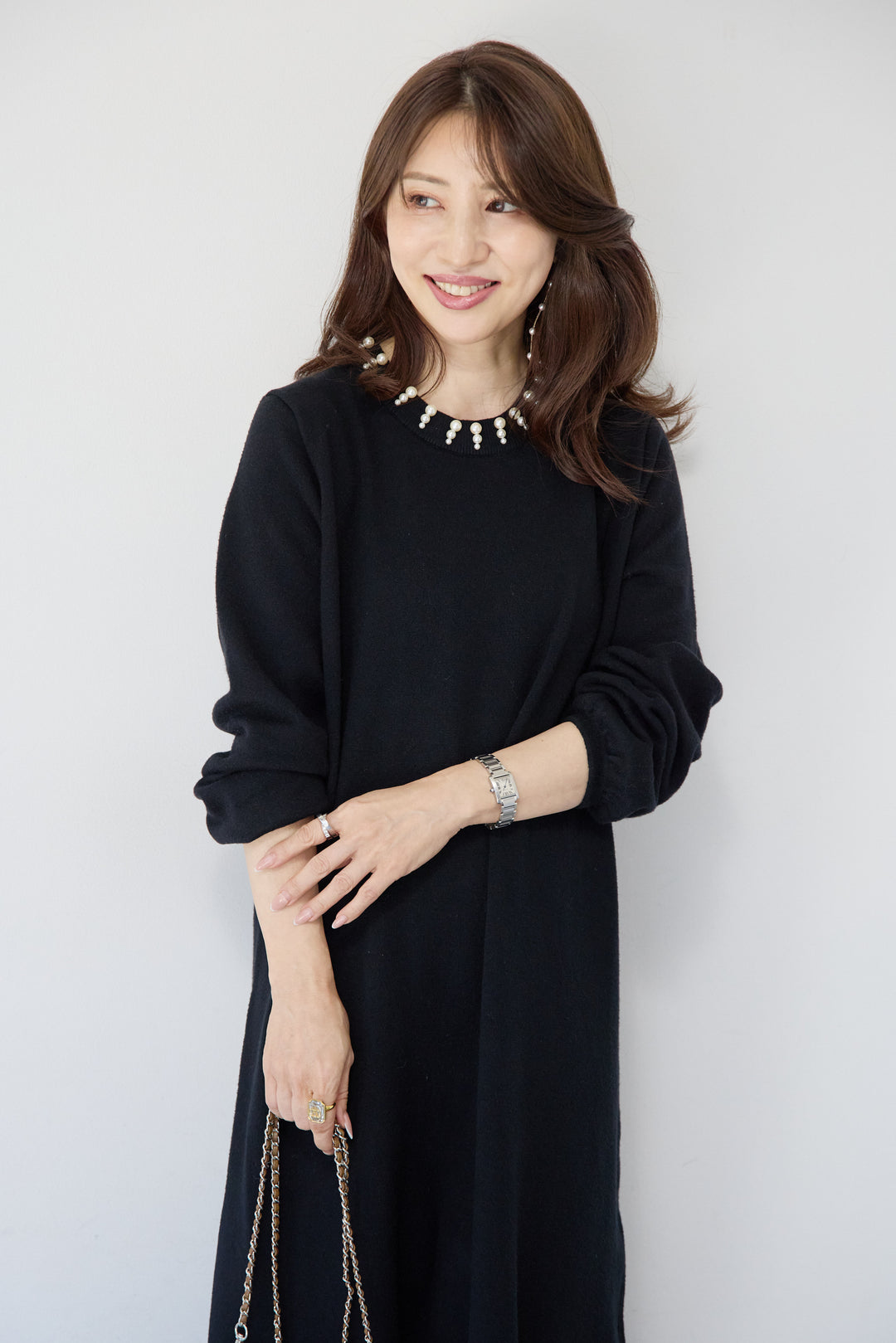 パールネックラインワンピース