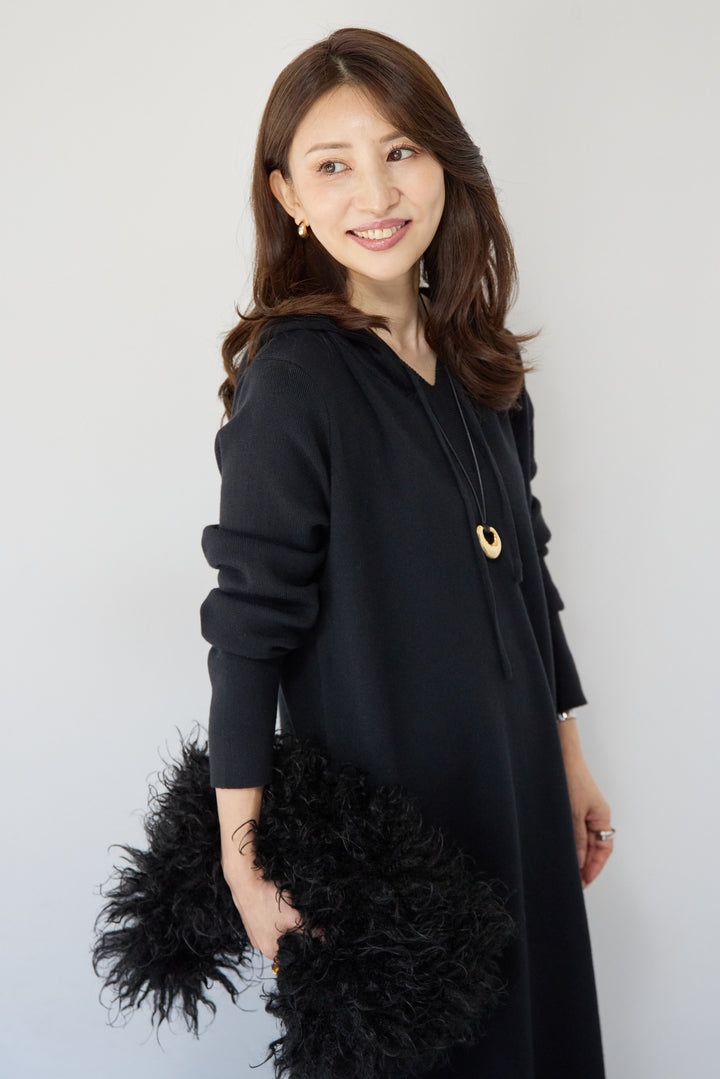 ロングレングス フーディニットワンピース