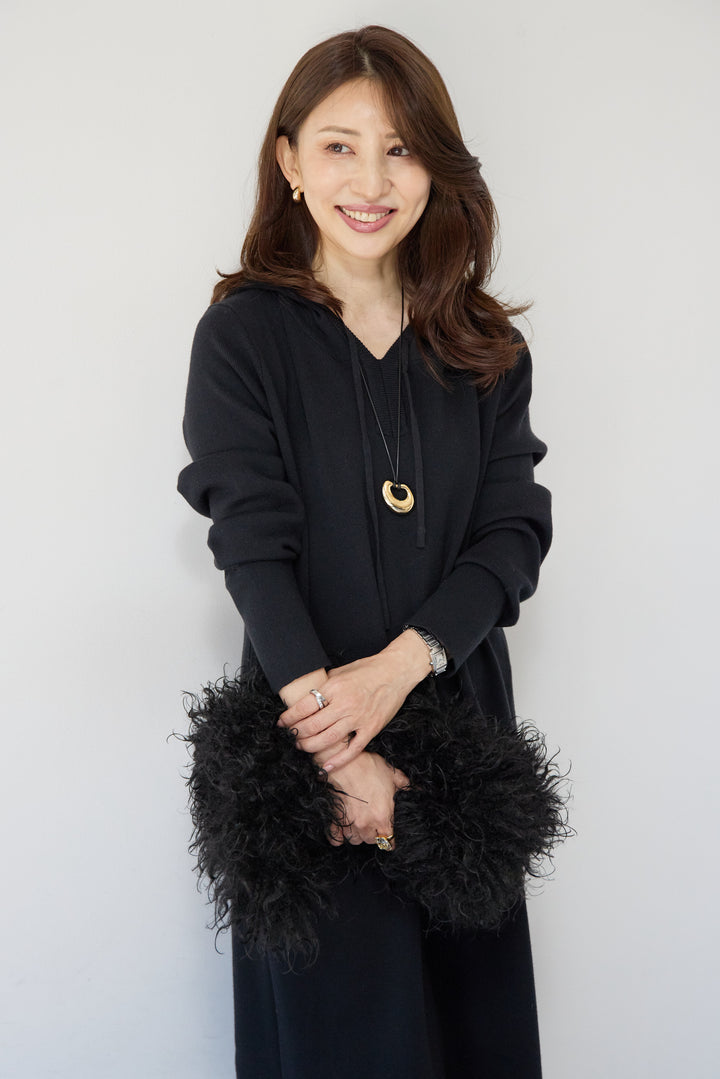 ロングレングス フーディニットワンピース