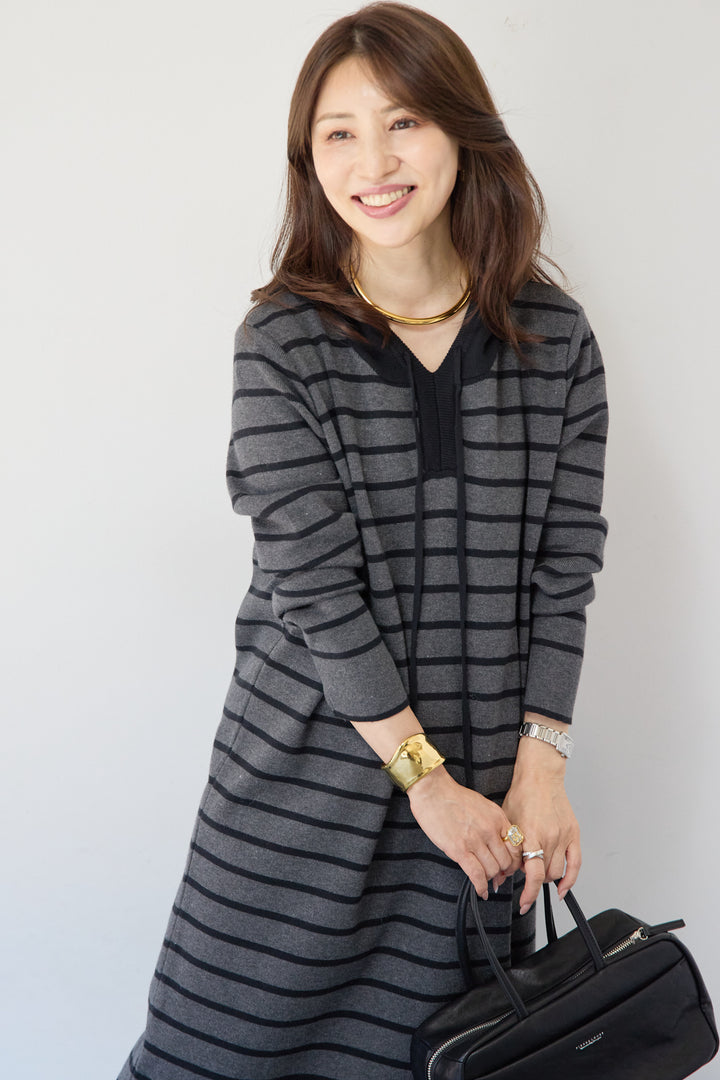 ロングレングス フーディニットワンピース