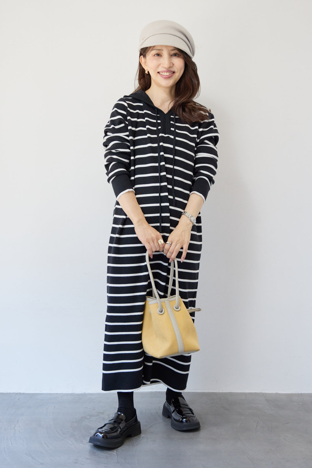 ロングレングス フーディニットワンピース