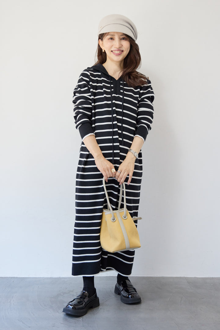 ロングレングス フーディニットワンピース