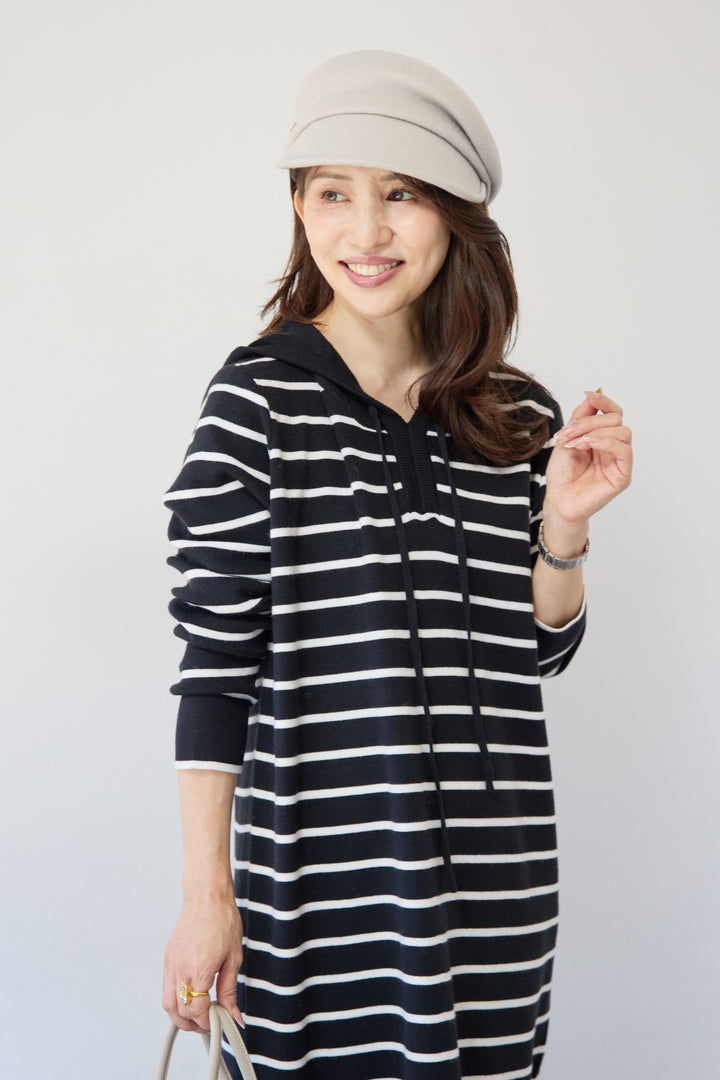 ロングレングス フーディニットワンピース