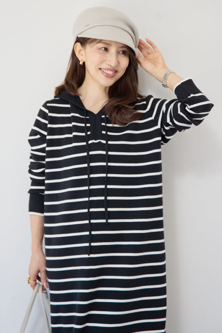 ロングレングス フーディニットワンピース