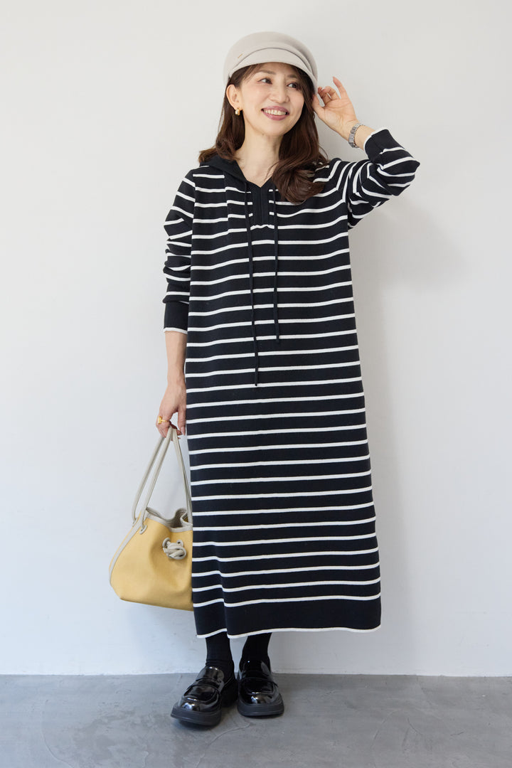 ロングレングス フーディニットワンピース