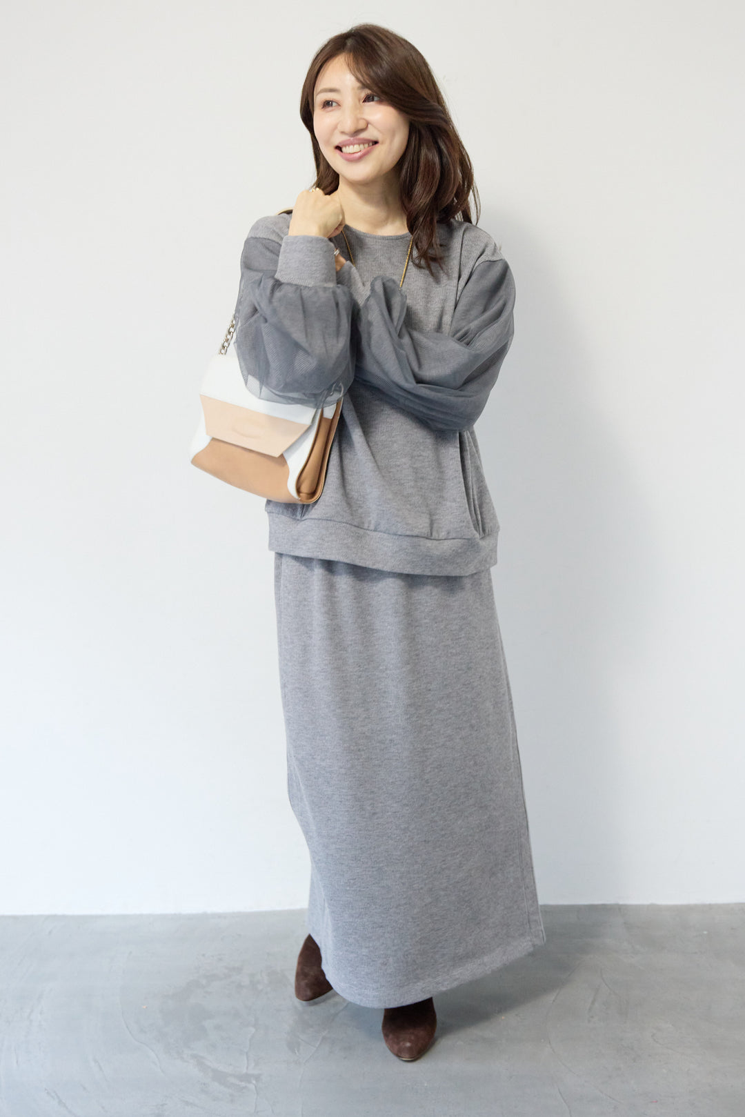 ニットコーデュロイストレートスカート