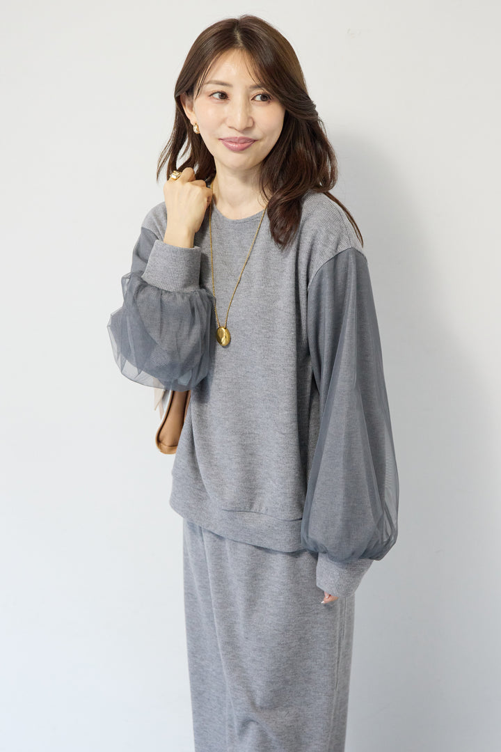 [SET]ニットコーデュロイプルオーバー+ニットコーデュロイストレートスカート(2set)