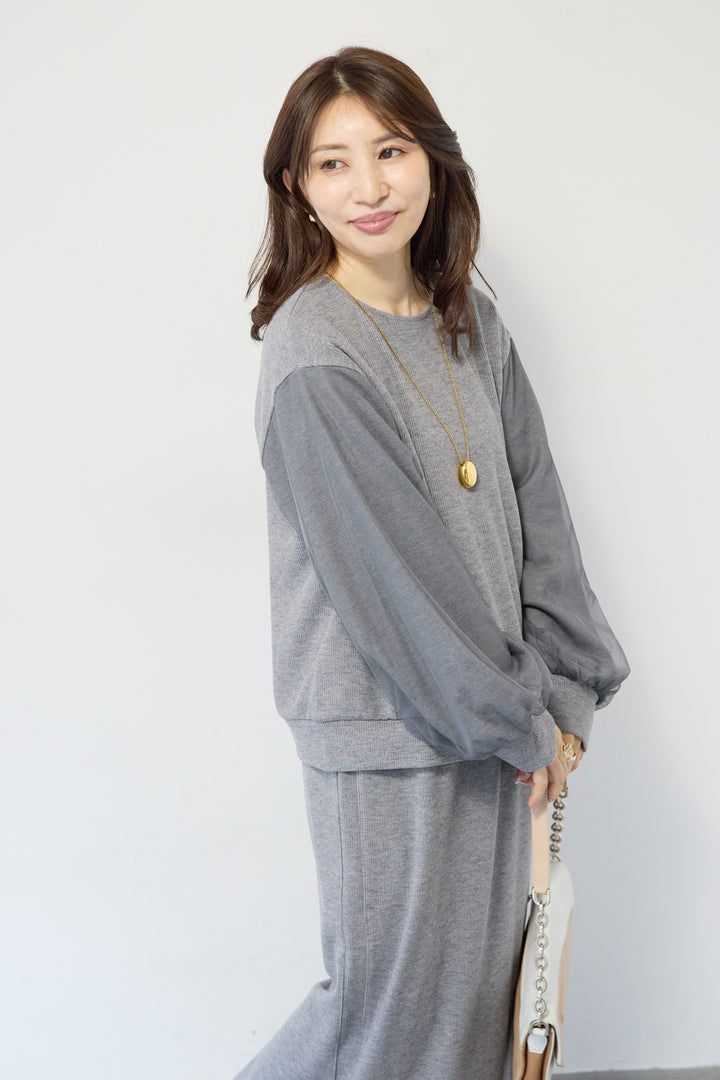 [SET]ニットコーデュロイプルオーバー+ニットコーデュロイストレートスカート(2set)