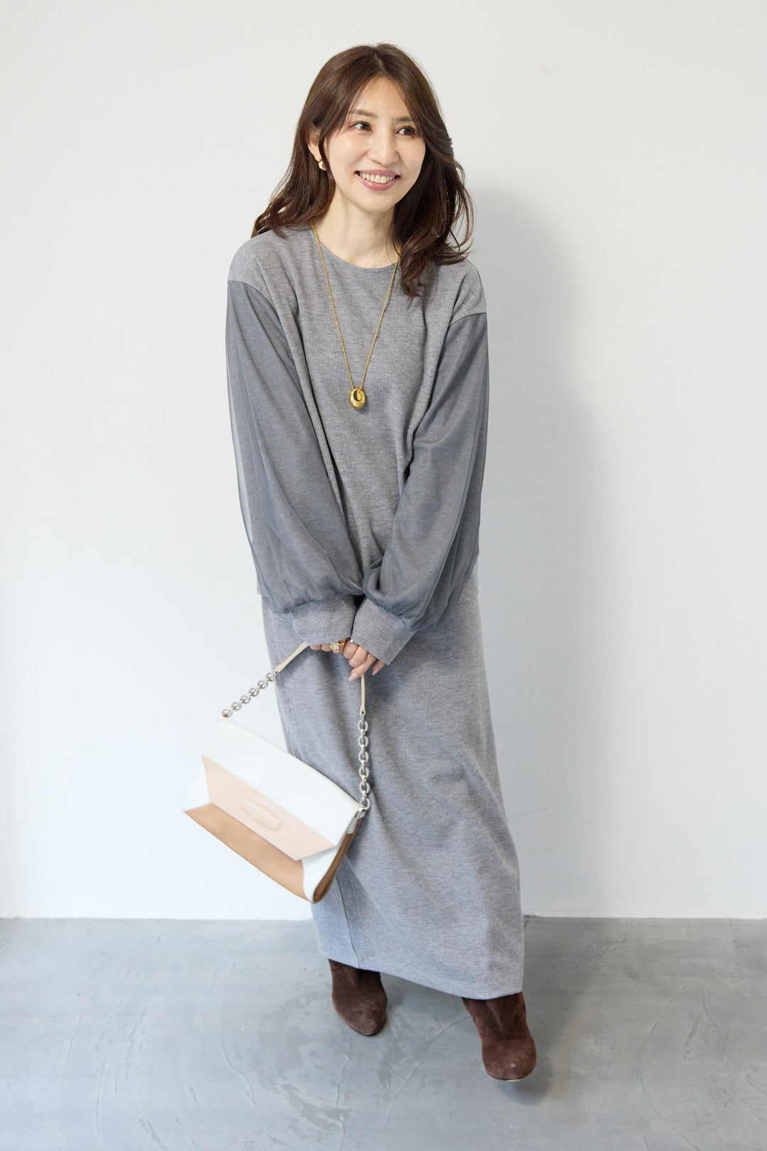 [SET]ニットコーデュロイプルオーバー+ニットコーデュロイストレートスカート(2set)