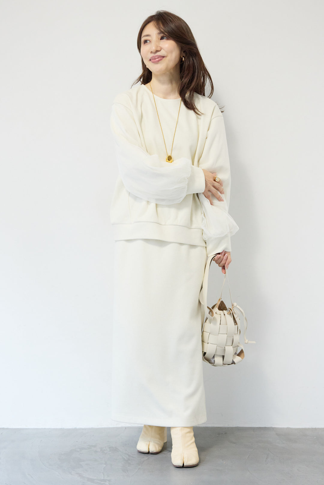 ニットコーデュロイストレートスカート