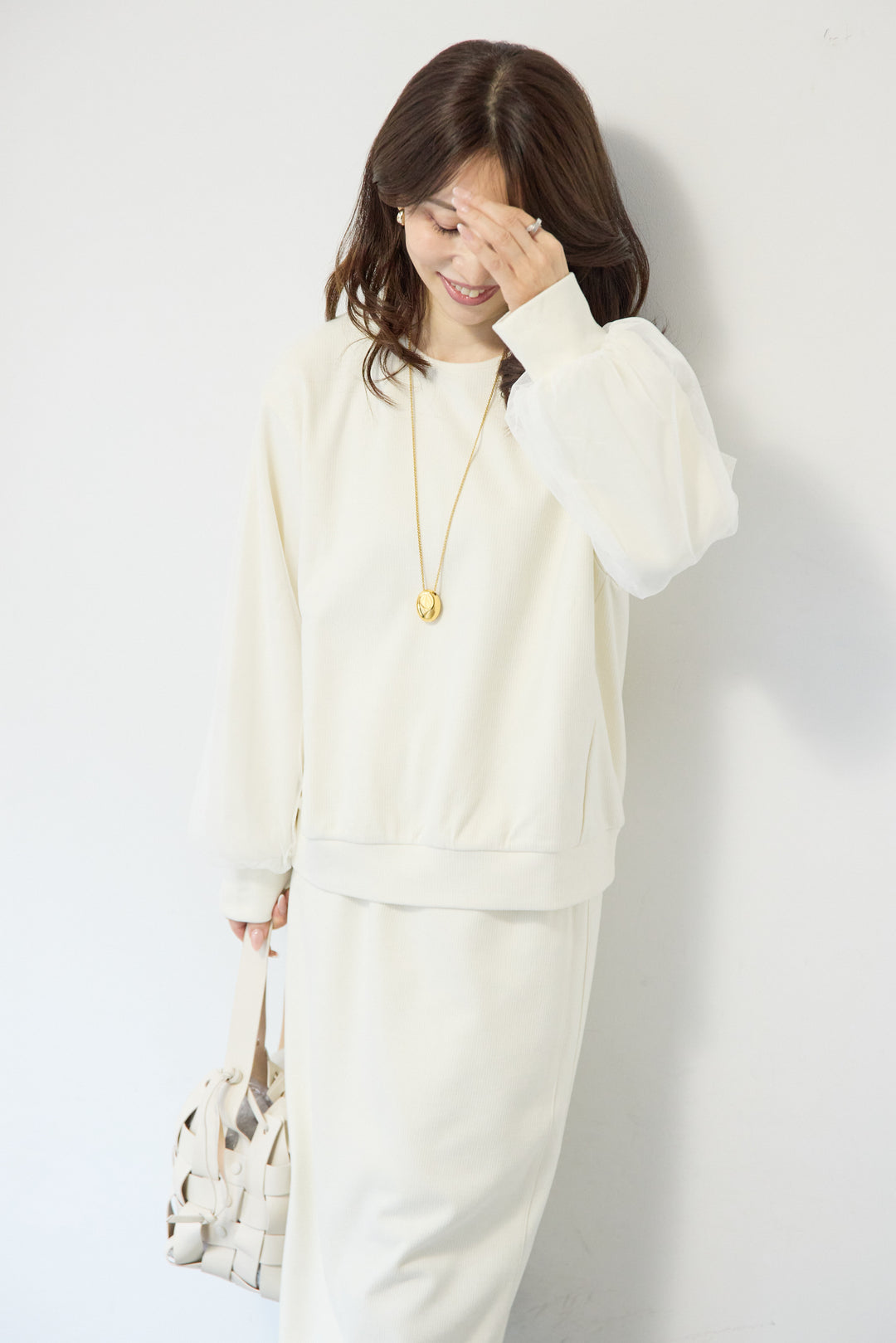 ニットコーデュロイプルオーバー